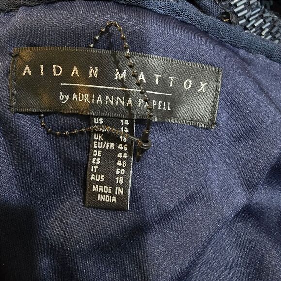 Aidan Mattox Beaded Halterneck Gown NWOT size 14 Navy Blue - Picture 6 of 6
